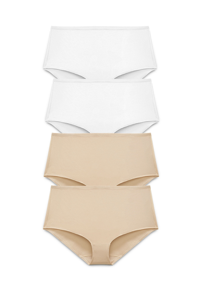 4-pack Organic Cotton maxi panty beige & white