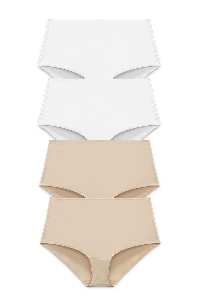 4-pack Recycled Comfort maxi panty white & beige