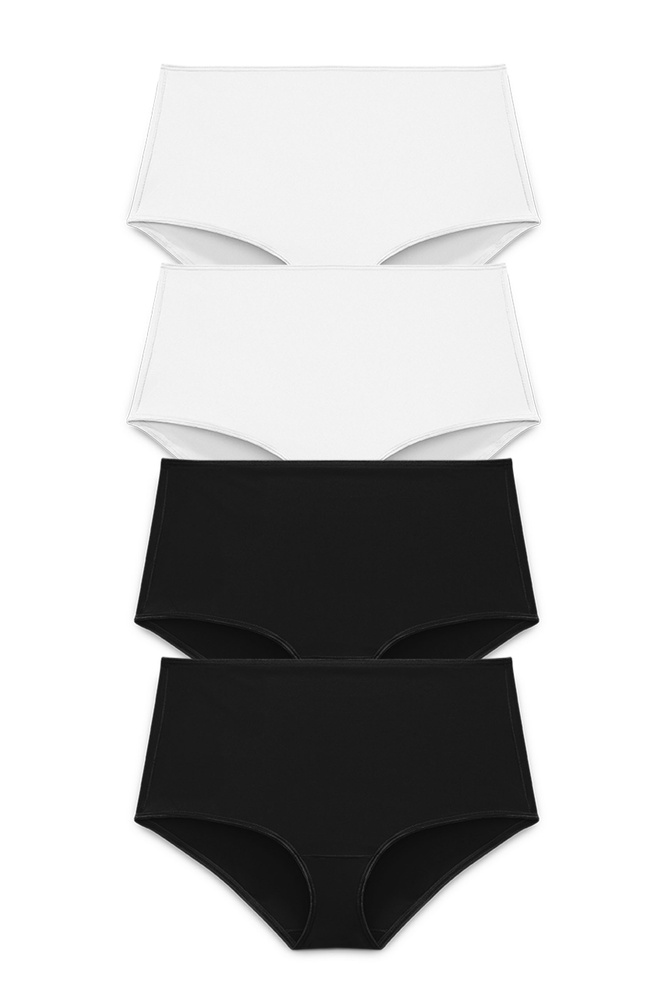 4-pack Recycled Comfort maxi panty black & white
